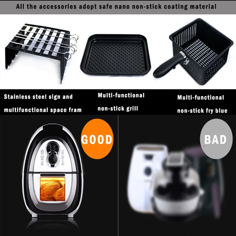 Home Healthy Non-stick Electric Deep Fryer Smokeless Air French Fries Machine For Using AF-100 1pc | Бытовая техника