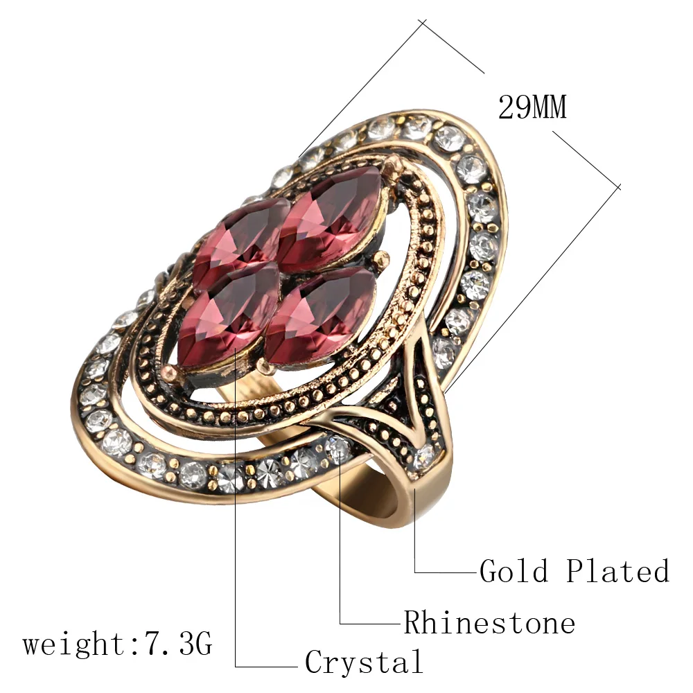 Kinel Модные кольца с фиолетовыми кристаллами Bijoux Femme античное Золотое мозаичное Хрустальное обручальное кольцо Винтажные Ювелирные изделия Новинка