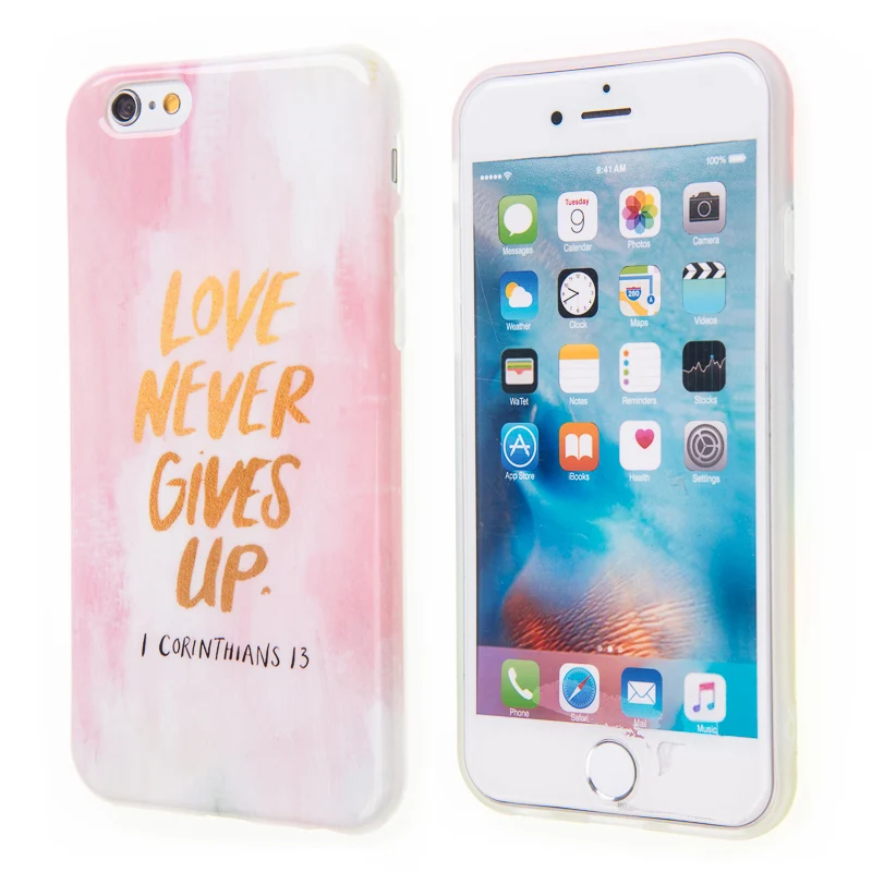 Cuptakes для iPhone 7 Чехол Apple 6/6 S плюс IMD мягкий силиконовый зеркало мрамор девиз
