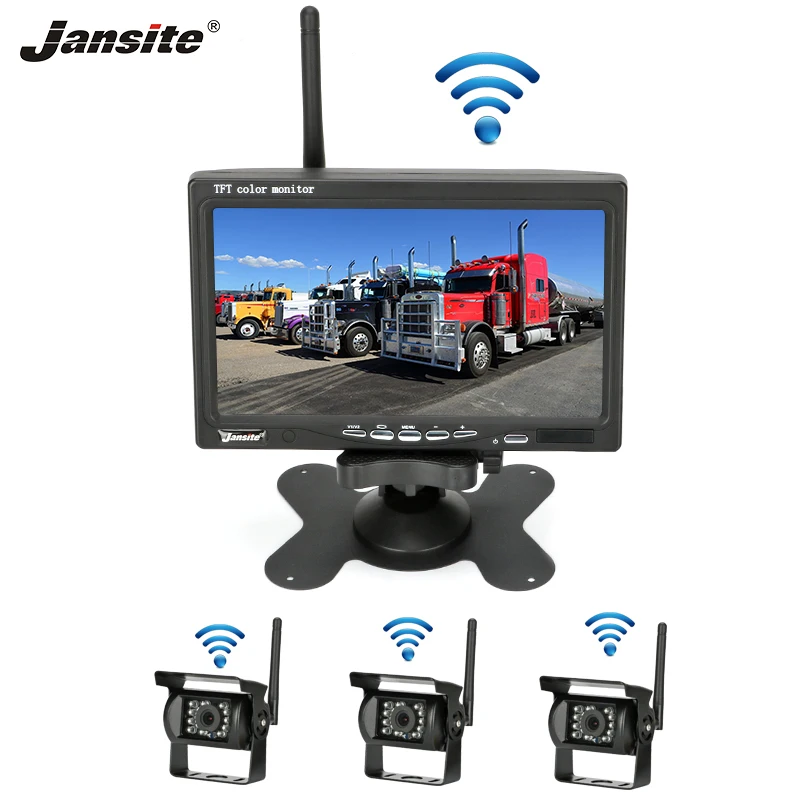 Jansite беспроводные автомобильные мониторы 7 дюймов HD дисплей камера заднего вида грузовик автобус-фургон трейлер внедорожник ночного видения