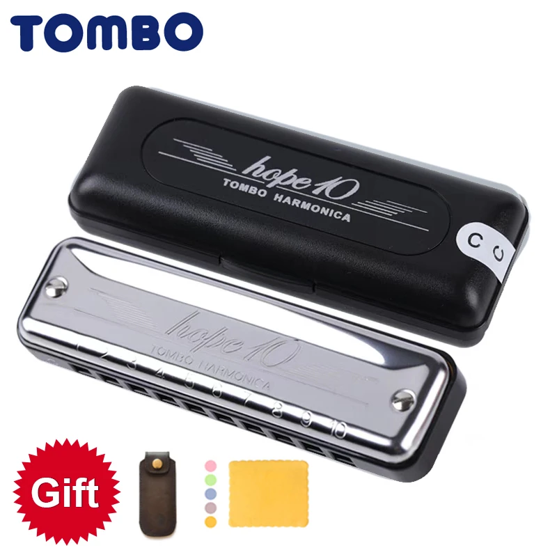 Гармоника TOMBO HOPE10 с 10 отверстиями гармошка Серебристая C/D/E/F/A/G/E диатоническая Поп