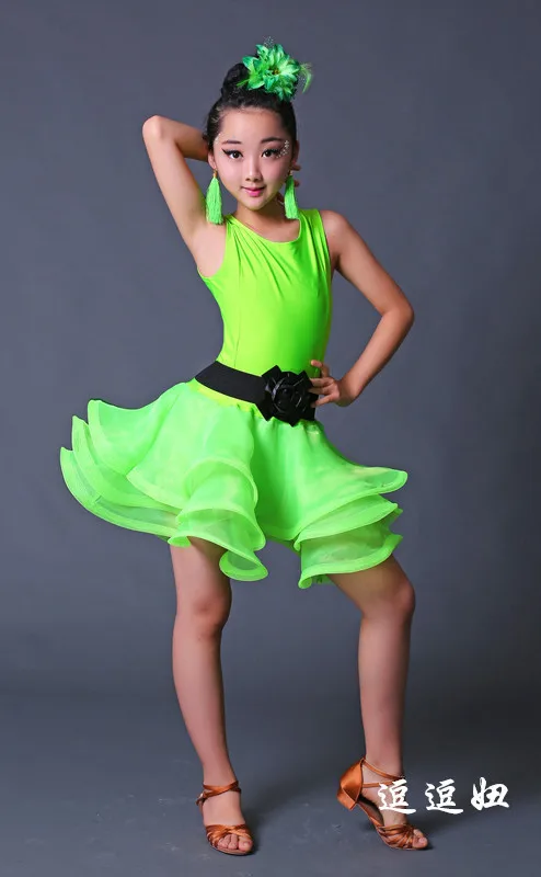 Высокое качество детская одежда для латинских танцев выступлений Одежда платье