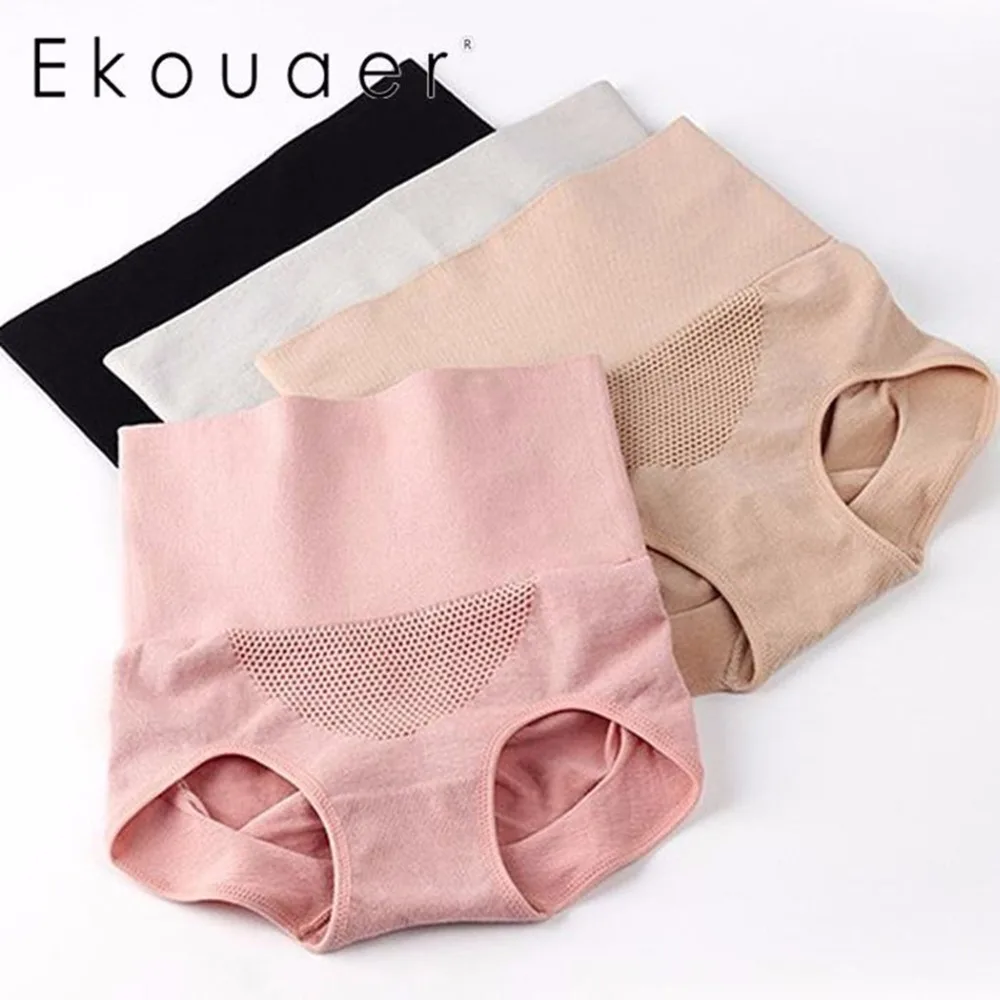 Ekouaer Нижнее белье Женские Трусики Sexy Высокая Талия животик Управление Body Shaper