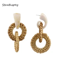 strathspey wicker drop earrings rattan vintage earring for women bohemia woven resin long earing beach jewelry pendientes
