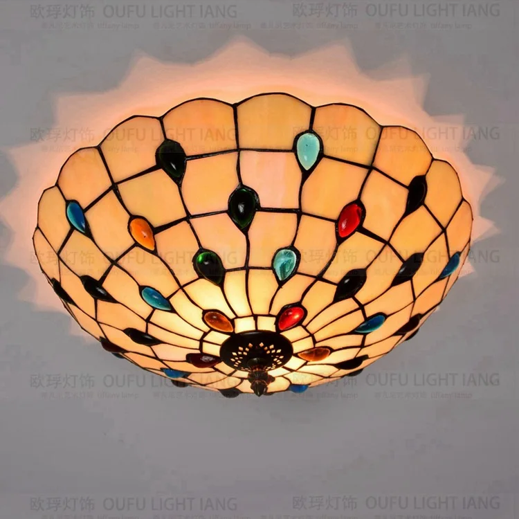 

Mediterranean crystal stained glass tiffany Ceiling lights 40/50cm AC 110-240V bulbs suspension lamp bedroom lighting