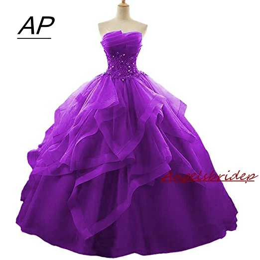 Angelsbridep бальное платье Quinceanera 2021 Топ многоярусные Кристаллы из органзы Vestidos De 15