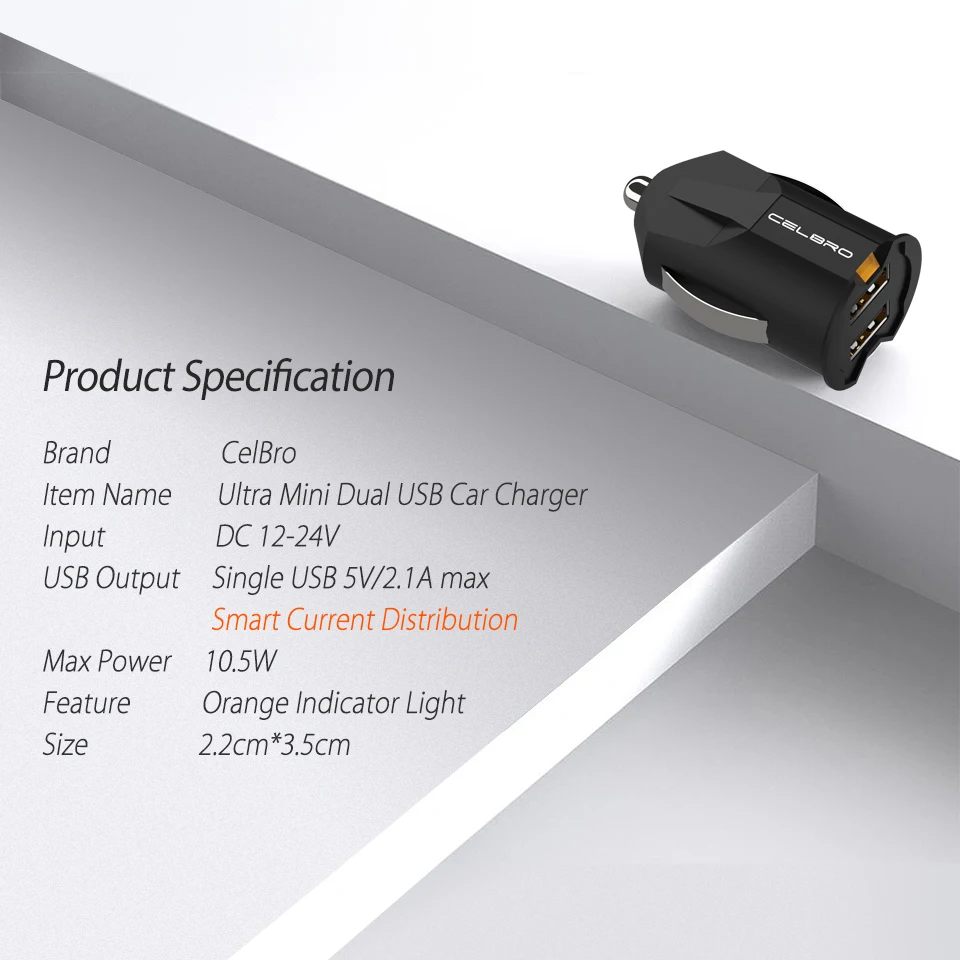 Маленький мини USB Автомобильное зарядное устройство адаптер 2 порта