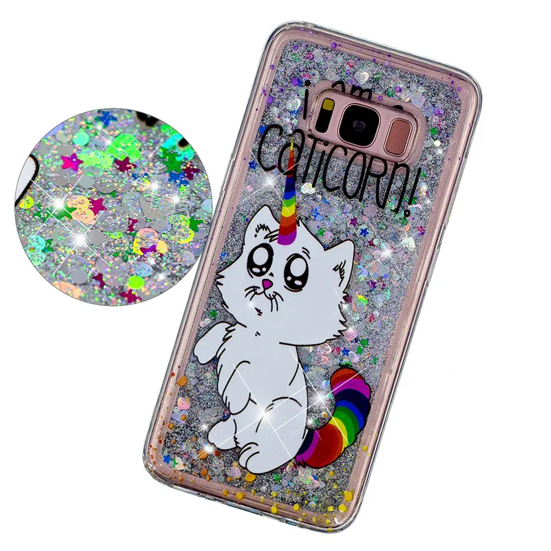 Unicorn Case on for Coque Samsung Galaxy S8 S9 Cover Plus Note 9 Soft Liquid Dynamic Anti-knock Cases |