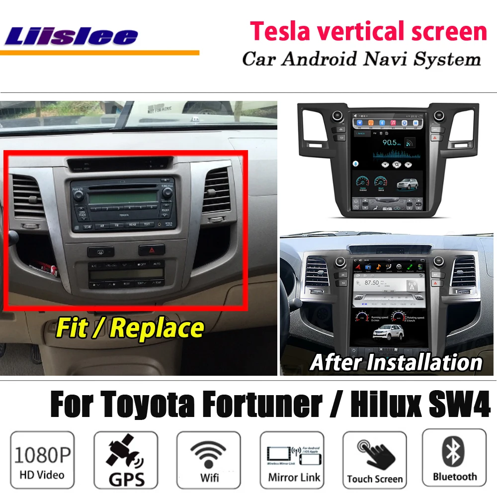 Liislee Android Tesla вертикальный для Toyota Fortuner/Hilux SW4 стерео автомобильный BT Carplay gps Navi карта навигационная система Мультимедиа
