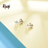 kpop sparkling star ear studs bridesmaid gifts wedding jewelry genuine 925 sterling silver dainty earrings for women e6016