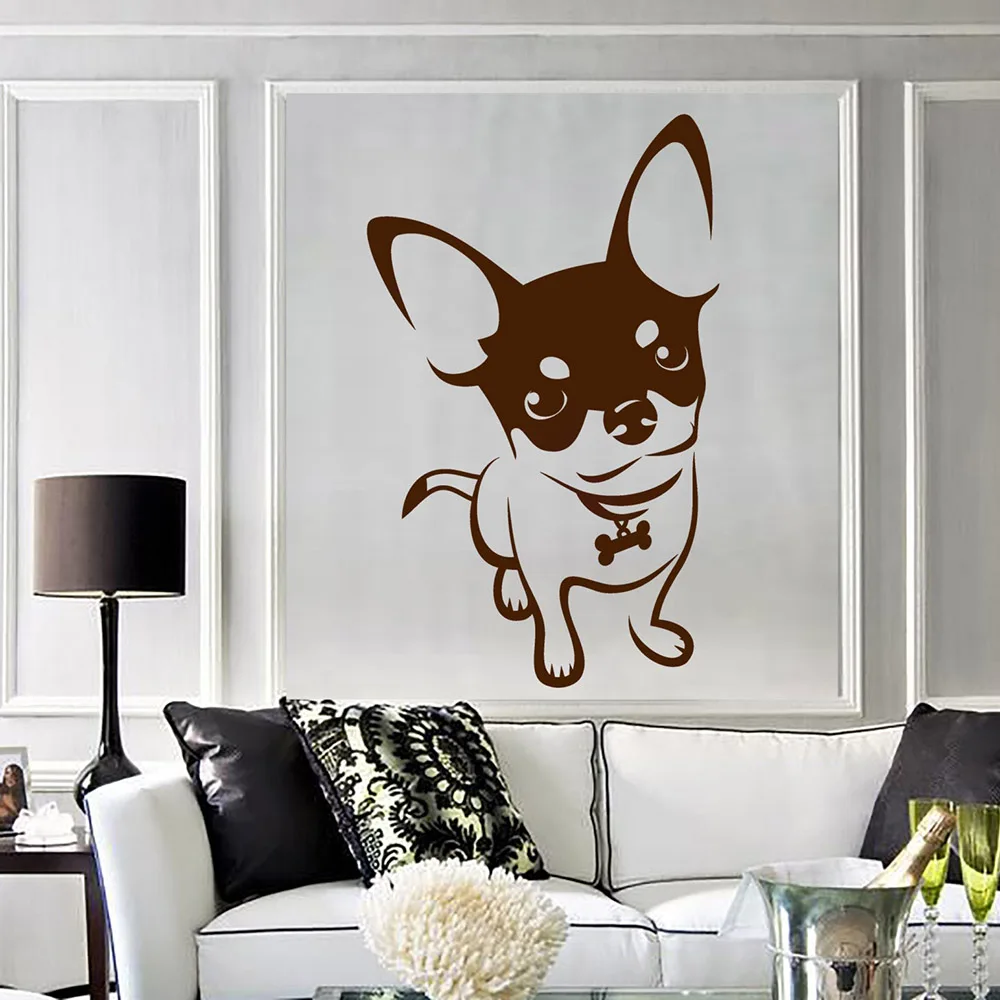 Виниловая наклейка на стену портрет собаки милый щенок чихуахуа с