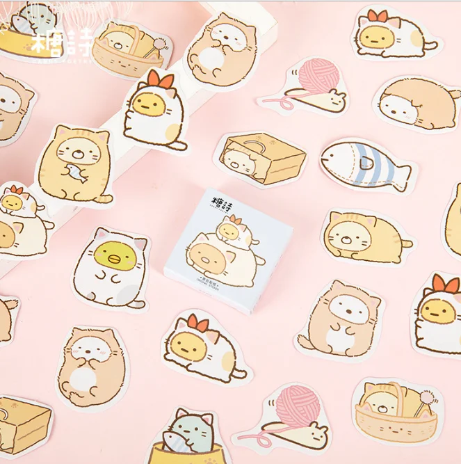 46 pcs/pack Kawaii Stationery Stickers Good food Series Diary Decorative Mobile Stickers Scrapbooking DIY Craft Stickers - Цвет: Daidaimao