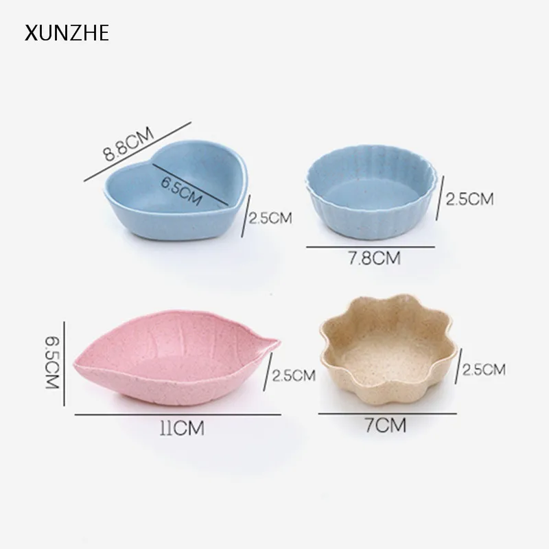 XUNZHE 4PC Creative Multi-Purpose Wheat Straw Small Bowls Dishs Sauce Vinegar Seasoning Side Dishes Plate Kitchen Accessories | Дом и сад