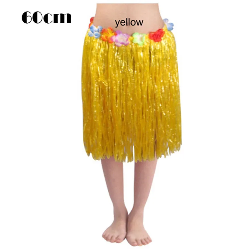 60cm yellow 30/40/60 см Пластик волокон для девушки и женщины, Женская Гавайская Юбка для танца \"хула\" хула травяной костюм с юбкой с цветочным рисунком танец хула платье Вечерние Гаваи пляж - Цвет: 60cm yellow