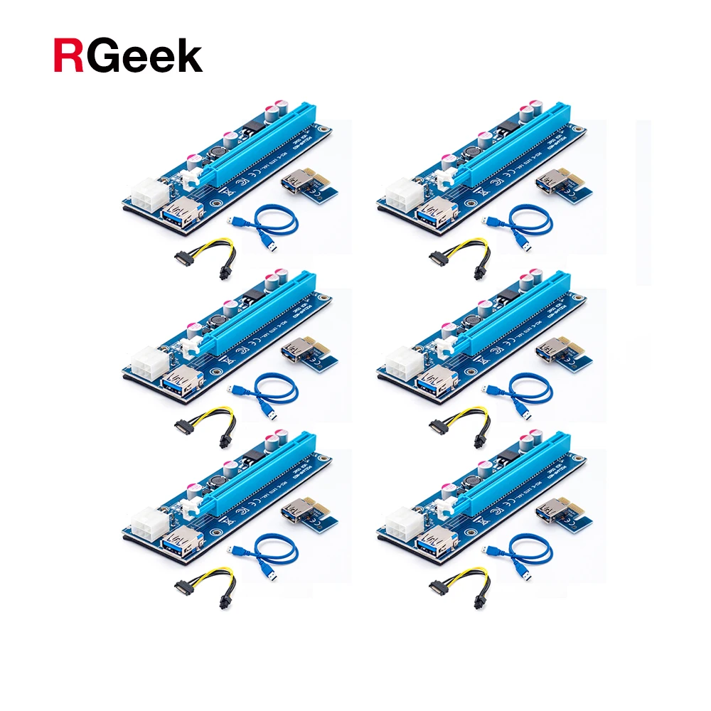 VER 006C 1X к 16X PCIE riser USB 3 0 адаптер карта с удлинитель pci e кабель 16x 6 упаковка|riser cable|1x to