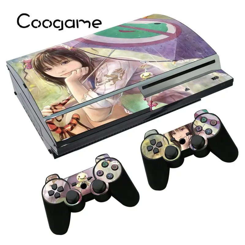 5 стилей сексуальная девушка мультфильм наклейки для Sony PS3 Fat консоли зонтик