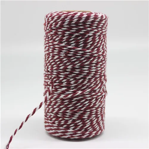 Wine white 2 мм* 100 м/лот двойной цвет хлопковый шпагат Бейкера веревка для DIY ручной работы веревка аксессуары витые шнуры для украшения упаковки - Цвет: Wine white