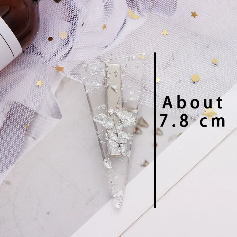 Silver Triangle 2 New Fantasy Acetate Gold Silver Foil Geometric Hair Clips Women Girls Sweet Hairpins Headband Hair Claws Hair Accessories - Цвет: Silver Triangle 2