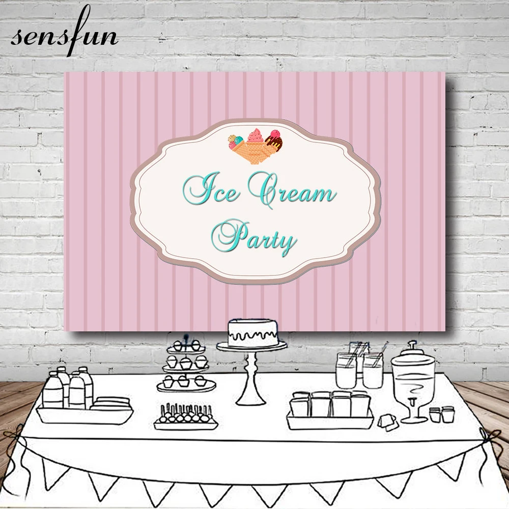 

Sensfun Pink Theme Ice Cream Party Backdrop Customized Girls Baby Shower Birthday Party Photography Backgrounds 7x5FT Vinyl