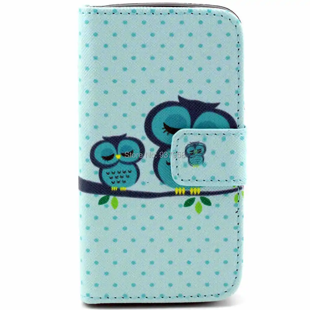 50pcs/lot For Samsung Galaxy Ace NXT 4 G313 G313H Owl Wallet Style 2 ID Card Slots Leather Case with Stand Free Shipping |