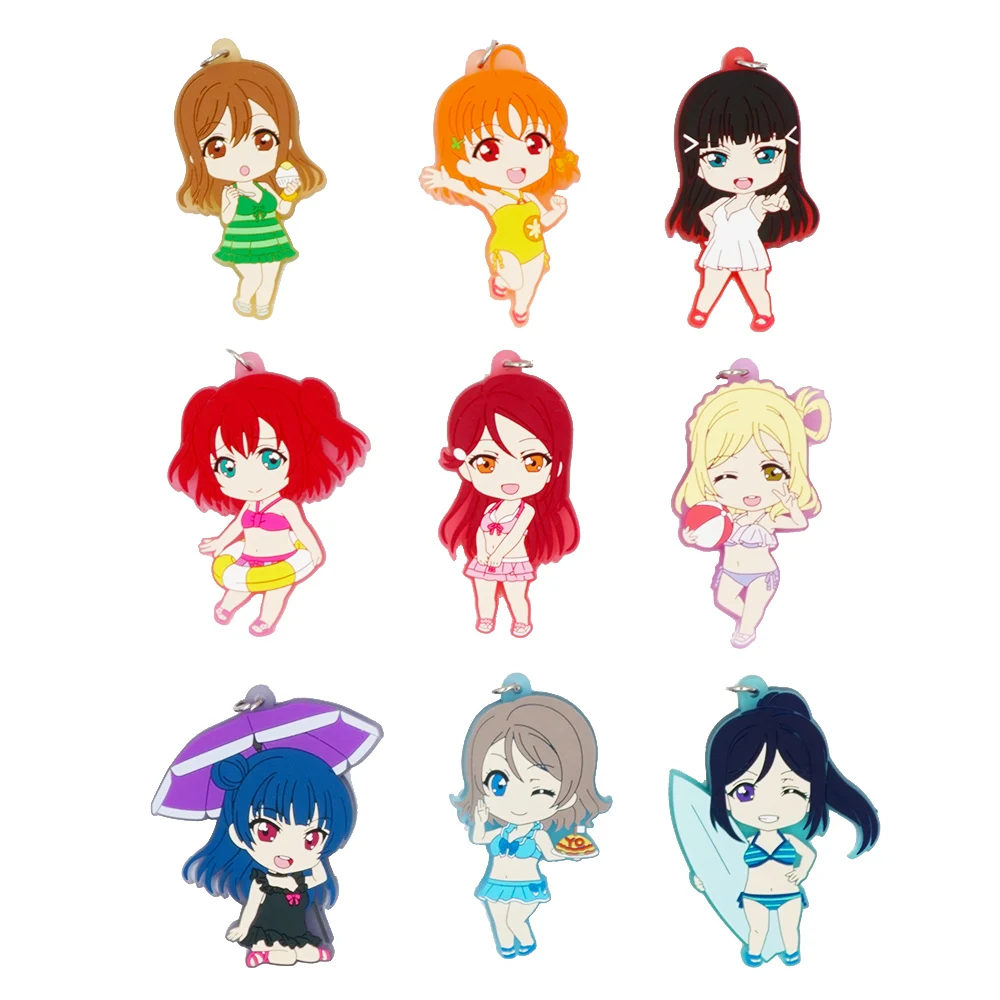 Резиновый брелок для ключей Love Live Lovelive Sunshine Aqours летний купальник в стиле аниме