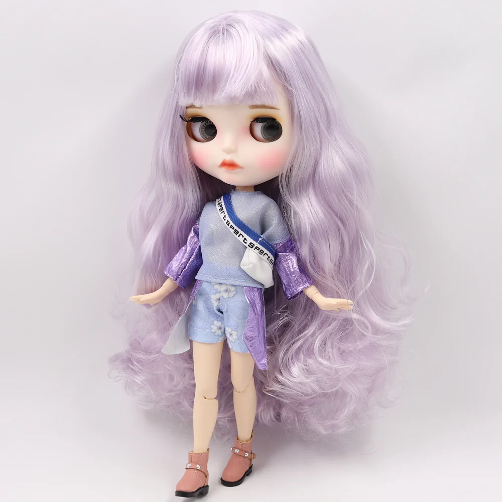 ICY Nude Blyth кукла No. BL136/1049 белый микс фиолетовые волосы резные губы матовые