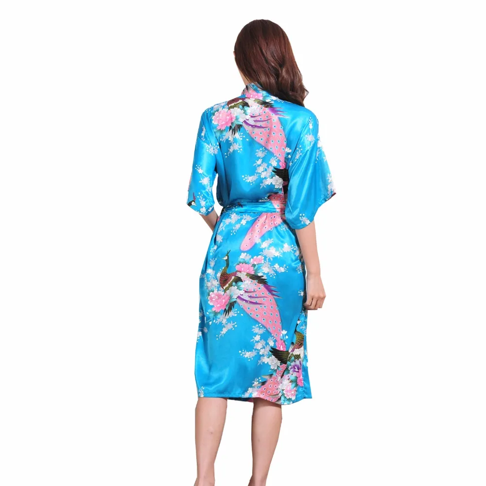 Халат женский светло-голубой из шелка и вискозы ночная рубашка для невесты