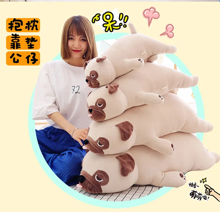 Новые милые животные Kawaii собака кукла подушка для сна подарок на день рождения ребенок девочка мягкий, укачивающий Мопс Stuffedl 55 см