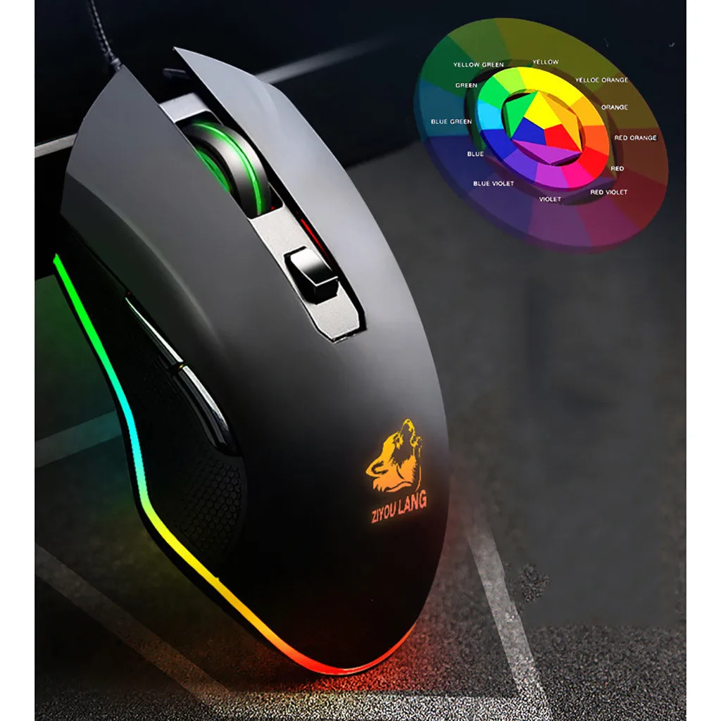V1 3200 точек/дюйм USB кабель RGB LED мышь лазерная проводная ударная 6 кнопок