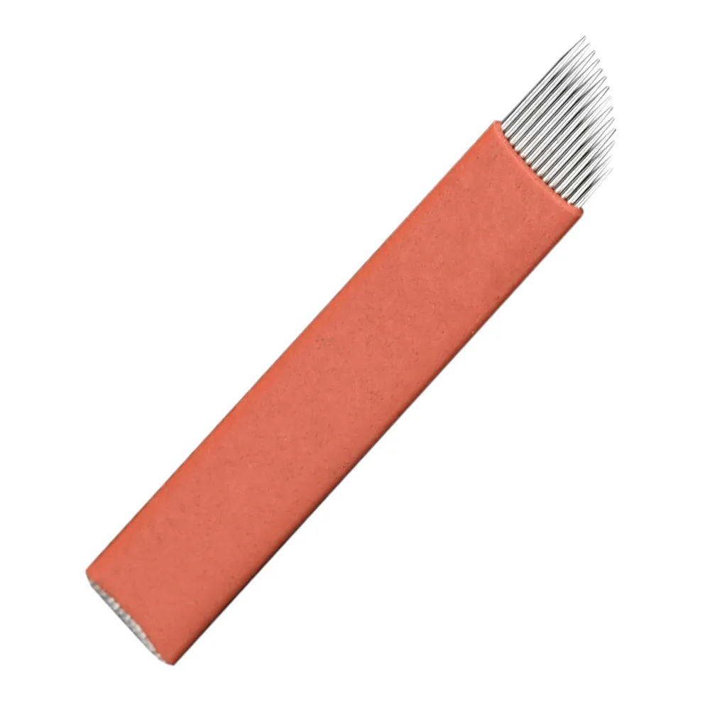 

50pcs Micro Agulhamento 14 Pin Agulhas Microblading Blades Agujas Tebore Needling Manual Needles Eyebrown Tattoo Para Tatuagem