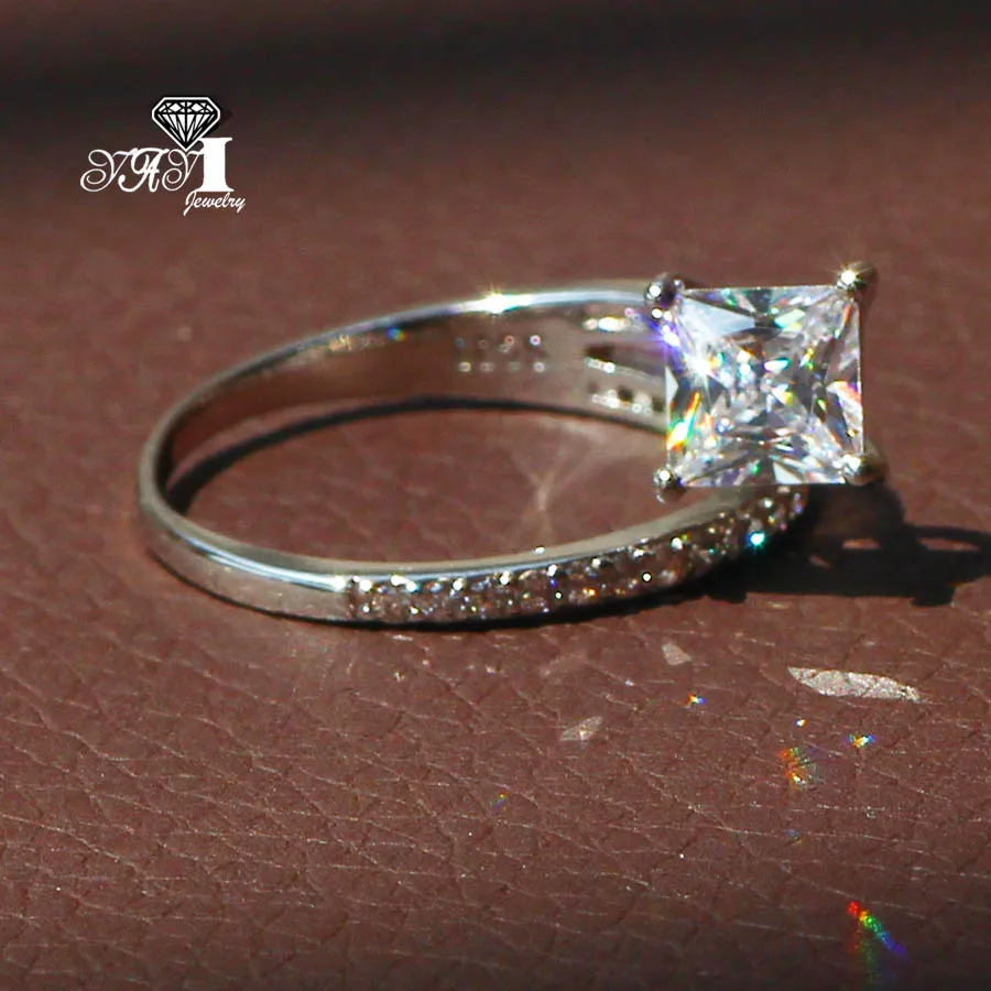 YaYI Jewelry Fashion Princess Cut 3.2CT White Zircon Silver Color Engagement Rings wedding Party | Украшения и аксессуары