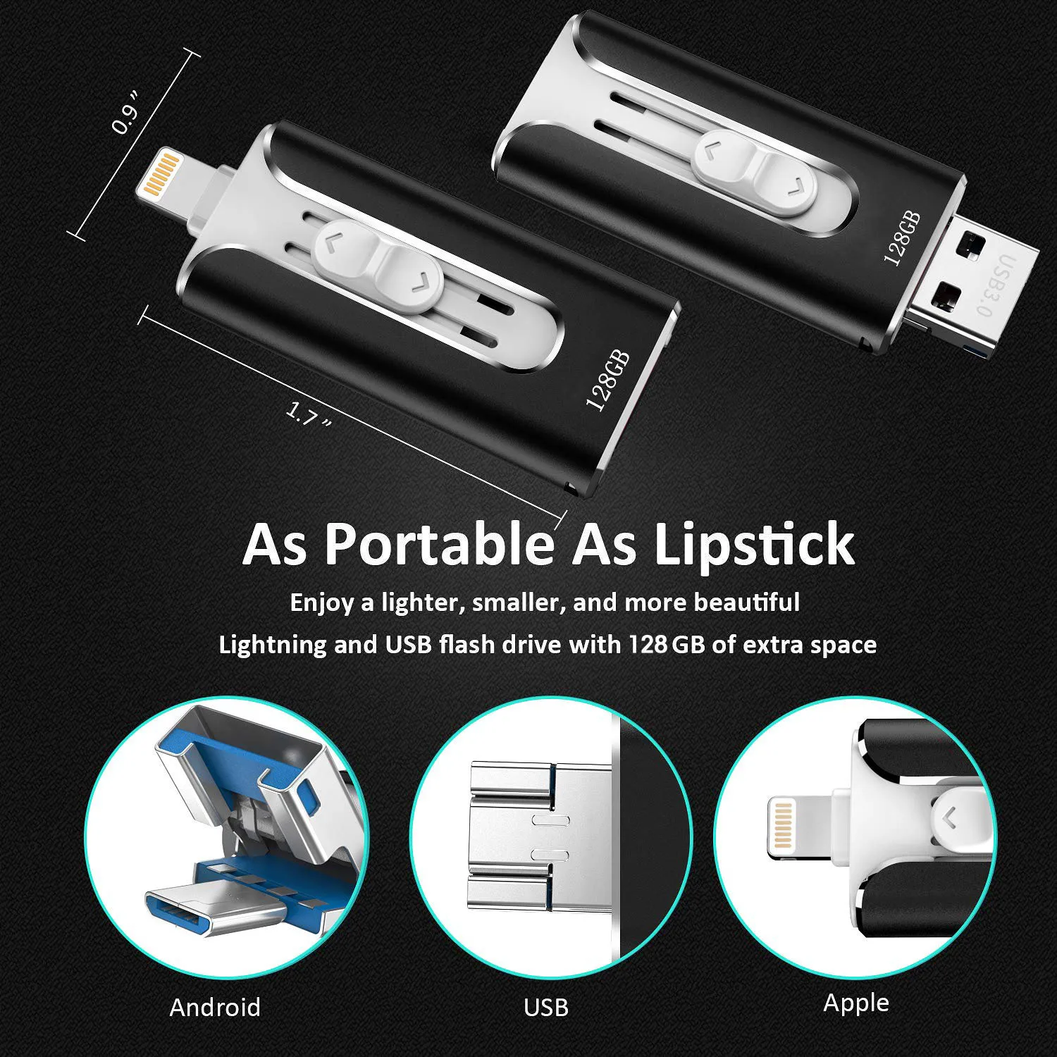 USB флеш накопитель 3 в 1 для iPhone/Android 16 ГБ 32 64 128 флешка OTG Usb 0 внешний флэш карта