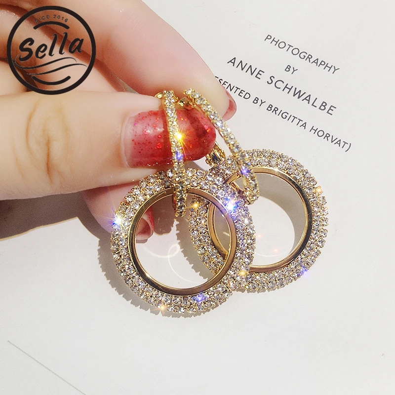 Селла корейский стиль Новые Модные женские серьги хрустальный круглый