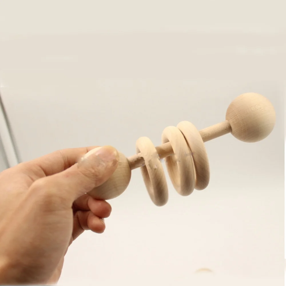 

45/55mm Natural Wood teething beads Wooden Ring Children Kids DIY wooden Jewelry Making Crafts