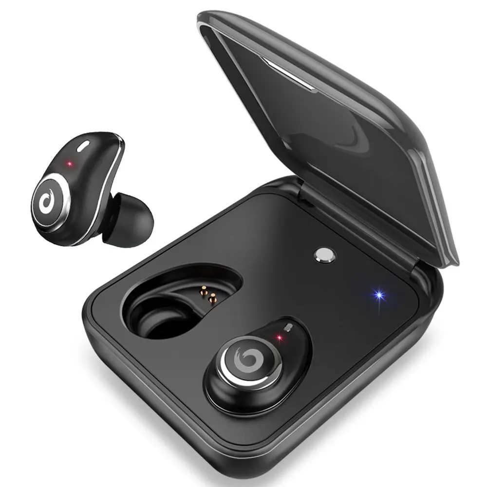 Black GUSGU, беспроводные Bluetooth наушники, спортивные, стерео, бас, наушники, гарнитура 5,0 с микрофоном, зарядная коробка для iPhone, iPad, samsung, водонепроницаемые - Цвет: Black