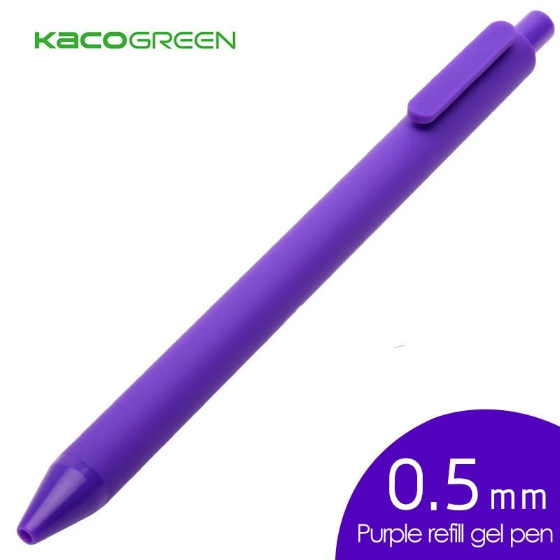 Purple refill 1 шт. Jinghao KACO чистая Серия матовый черный с черным стержень сменный гелевый ручка высокого качества ABS гелевые ручки для студентов письма канцелярские принадлежности - Цвет: Purple refill