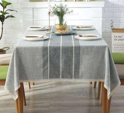 gray with lace Novzo плотная окрашенная в пряже льняная ткань Водонепроницаемая столовая скатерть клетчатая серая кисточка скатерть для кофейного столика Рождественское украшение - Цвет: gray with lace