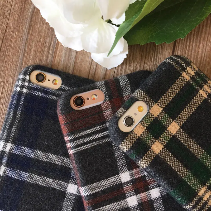 Лидер продаж зимние теплые мягкие шотландский плед Стиль чехол для iPhone X 8 плюс 6 s