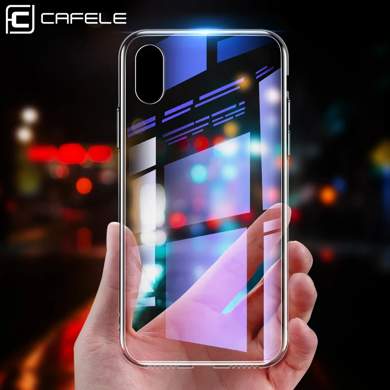 Чехол для телефона Cafele из закаленного стекла iPhone XS MAX стекло и края ТПУ прозрачный