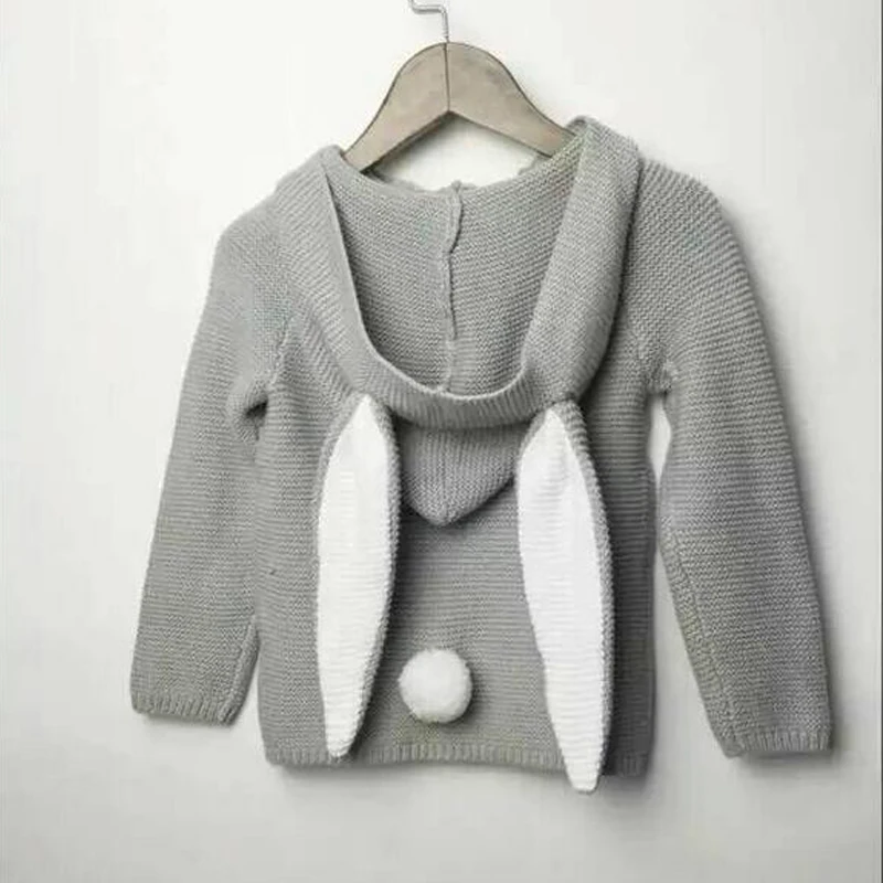 Новинка 2019 года Детские свитера свитер с капюшоном и заячьими ушками для