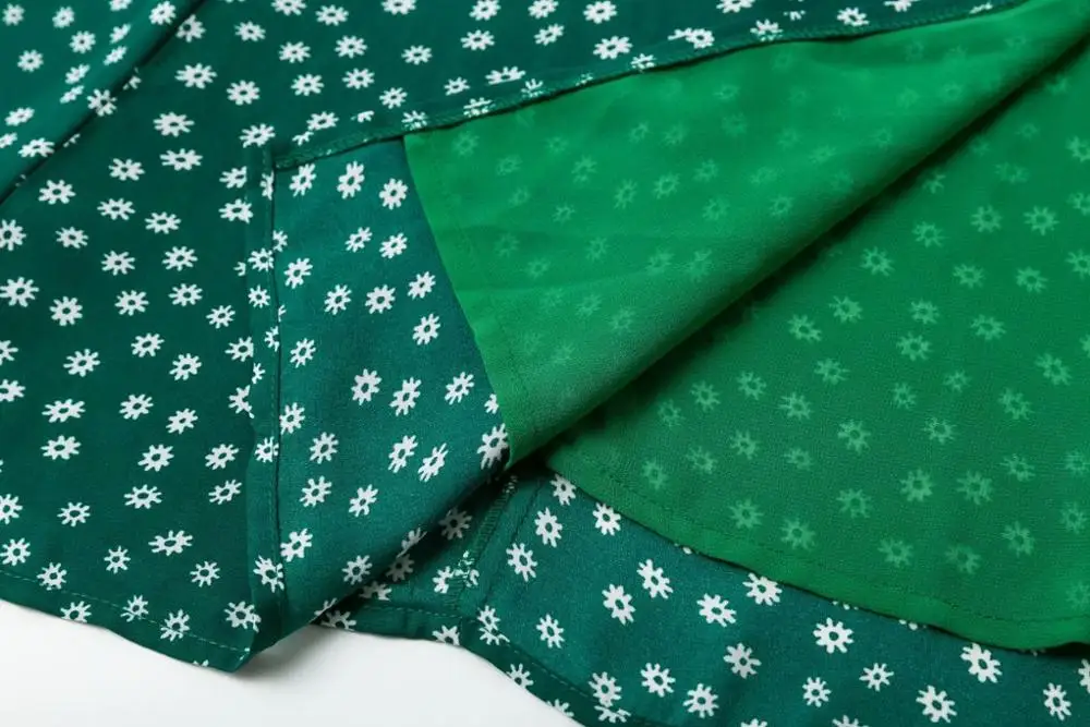Slim vestidos Green Floral Print Midi Dress Bust Bow Tie summer Vintage Lantern Sleeve women dresses Drop ship | Женская одежда