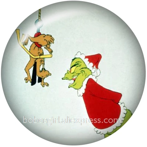 A5971 Как grinch украли рождественские стеклянные кнопки DIY ювелирные изделия круглые фото Кабошоны с плоской обратной стороной DA1162 - Окраска металла: A5971
