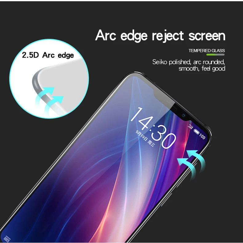 Полное покрытие закаленное стекло для Meizu X8 Защитная пленка экрана