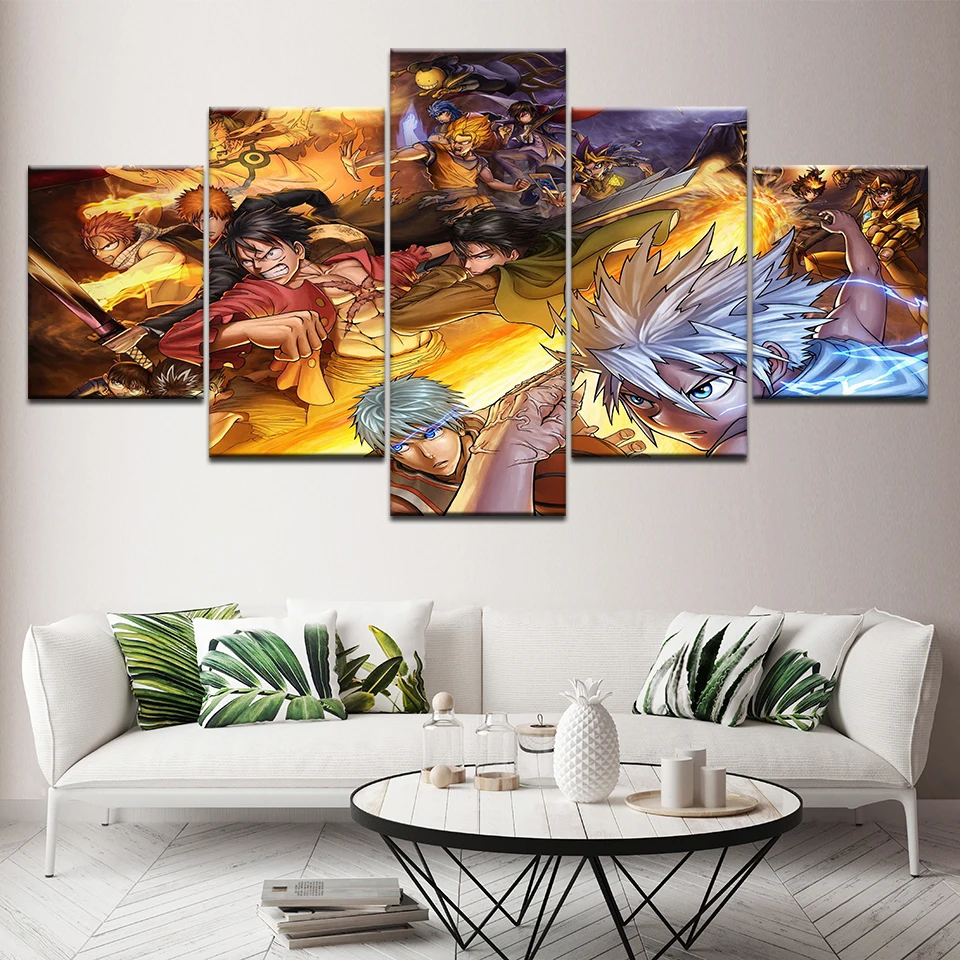 Modern HD Painting Wall Art Modular Poster 5 Panel Animal Wolf Printed Canvas Living Room Pictures Home Decoration Framework | Дом и сад