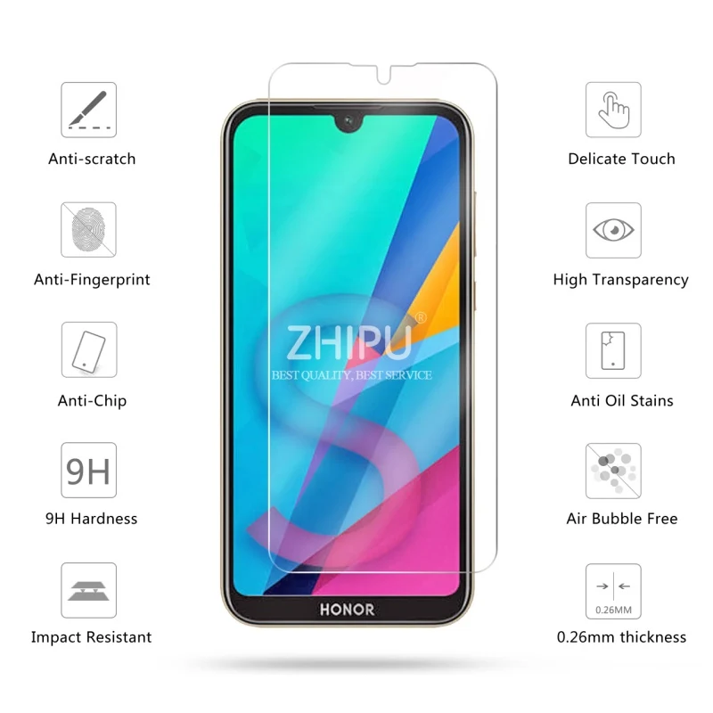 2 шт закаленное стекло для Huawei Honor 8S протектор экрана 2.5D 9H Премиум Закаленное