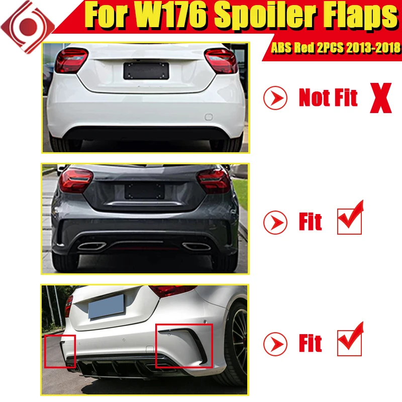 Сплиттер заднего бампера класса W176 Canard ABS Red 2 шт. для Mercedes Benz A180 A200 A250 A45AMG look Sports