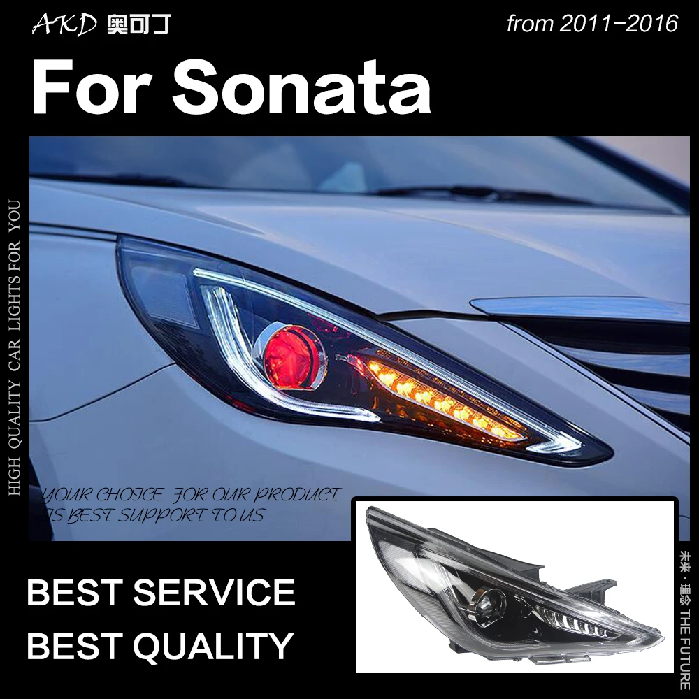 AKD автомобильный Стайлинг Головной фонарь для hyundai Sonata СВЕТОДИОДНЫЙ Фонарь 2011- динамический сигнал поворота светодиодный DRL Hid Bi Xenon автомобильные аксессуары