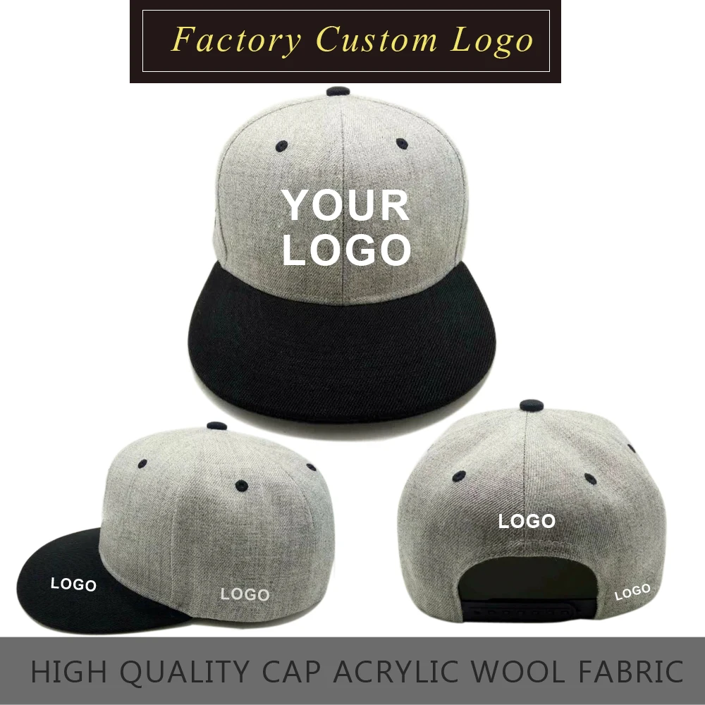 Мини Заказ 30 шт. Высокие Пользовательские Качества Акрила Шерсти Snapback Cap Для
