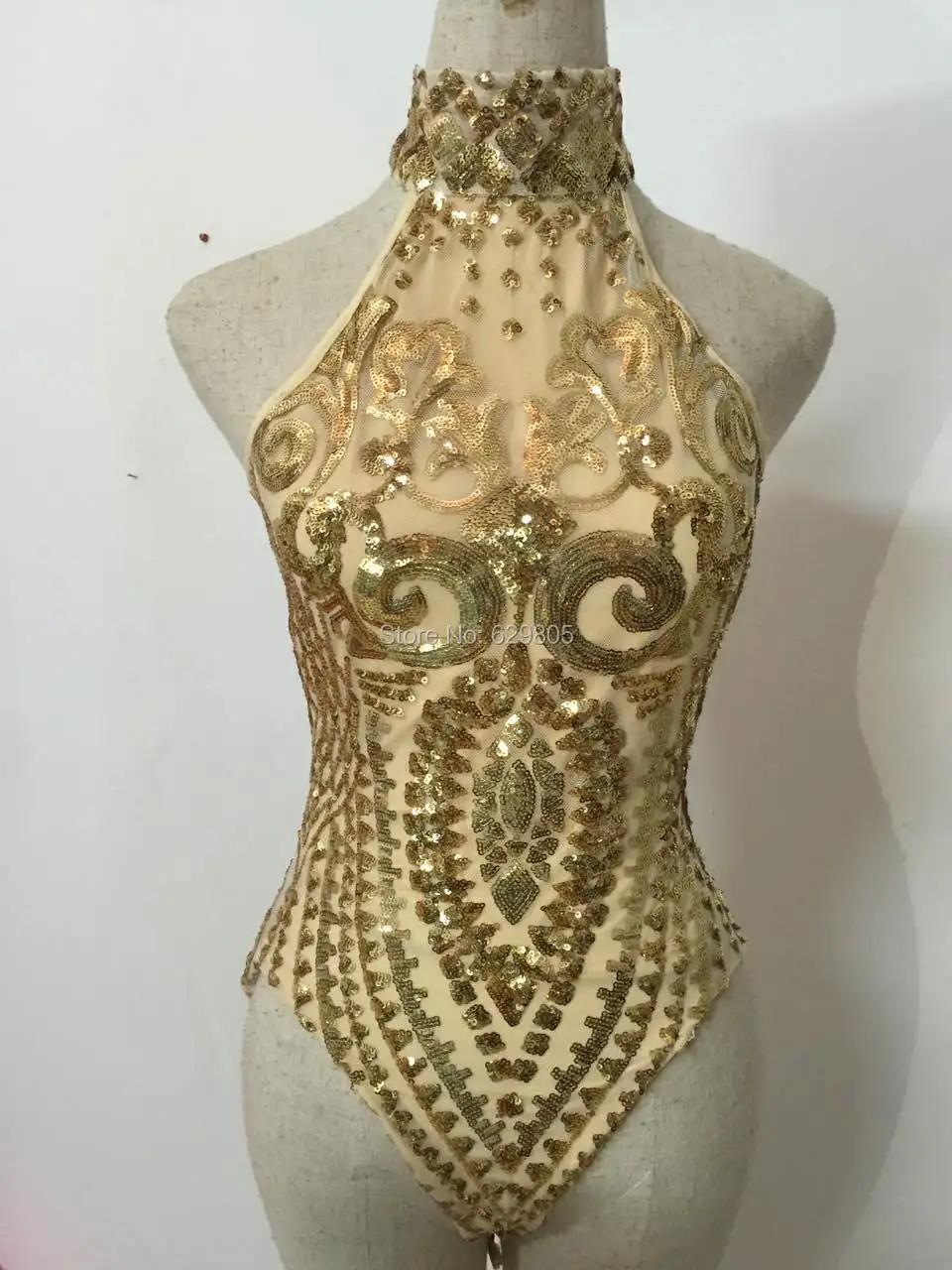 Боди с золотыми блестками блестящий костюм из двух частей сексуальный на день