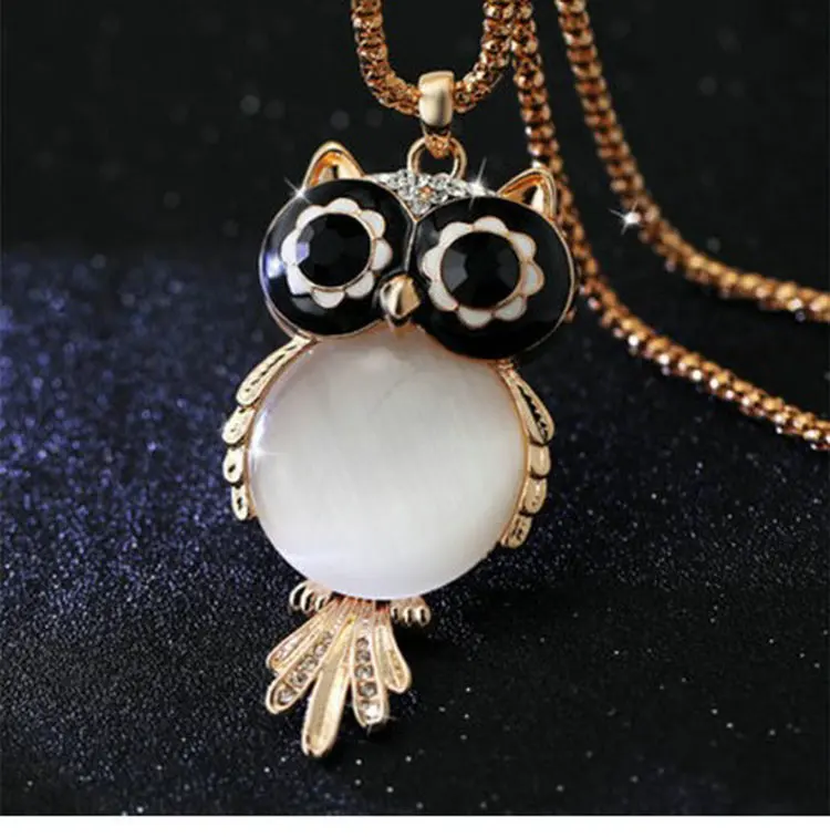Женское Ожерелье с кулоном в виде совы длинная цепочка золотистого цвета